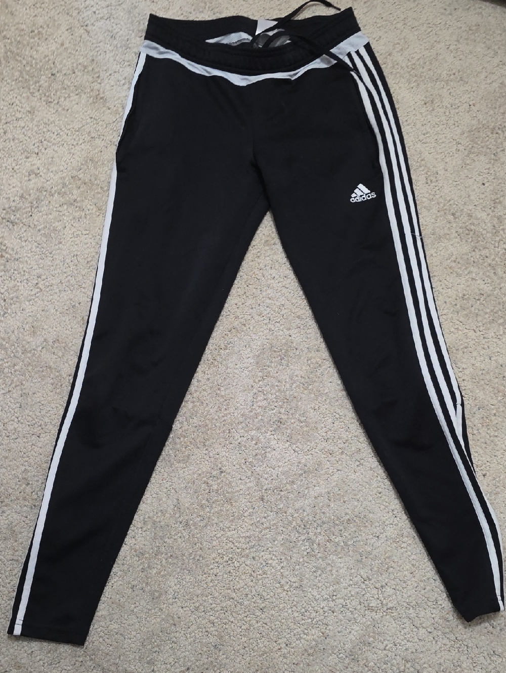adidas Black Leggings with White Side Stripes - Picture 1 of 1